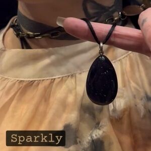 Monkstone with Copper fleck sparkles Oval Pendant  - Solid Stone & Sparkles!